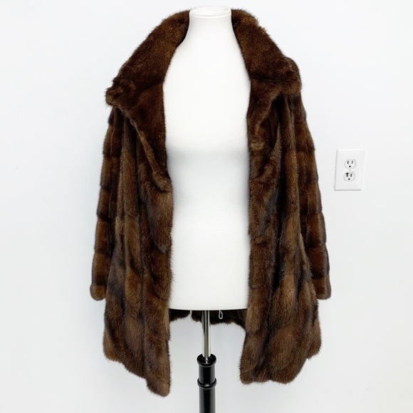 Manakas Frankfurt Germany Genuine Natural Mink brown Fur Coat Sz 44 US XL - Picture 4 of 17